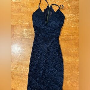 Emerald Sundae Navy Glitter Bodycon Mini Dress XS
